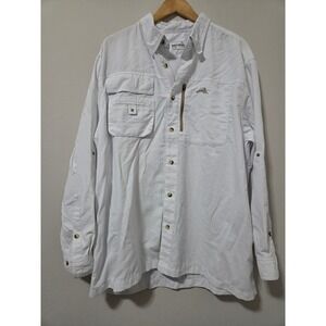 Natural Gear Mens White Long Sleeve Fishing Shirt XL Ventilated Ripstop Utility